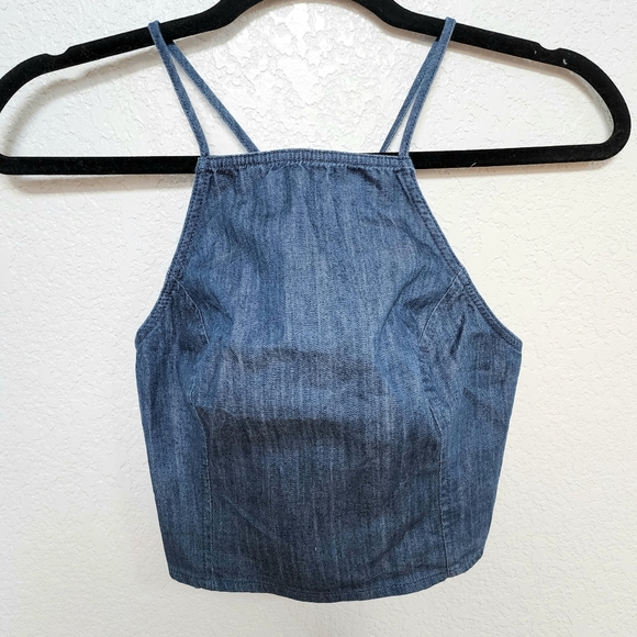 Hollister Tops - Hollister blue jean cropped top size XS new
